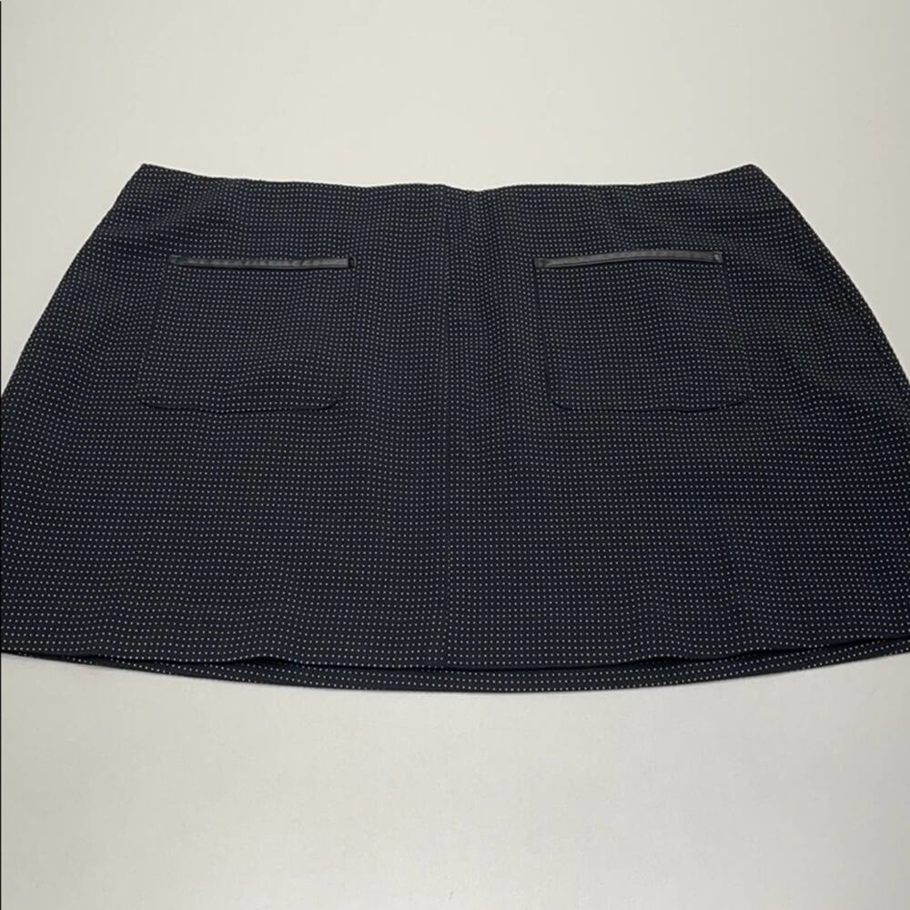 ELLE Womens 2XL Navy Blue White Polka Dot Skirt